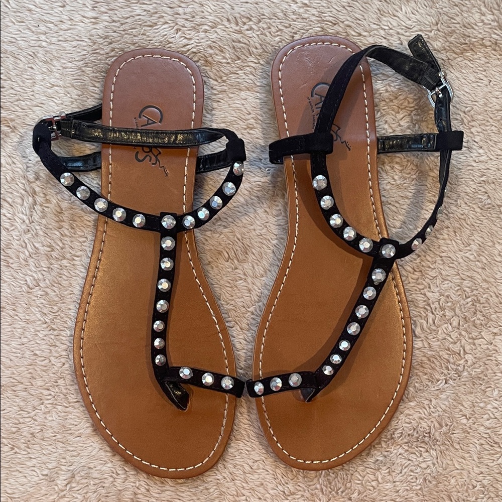 Carlos by Carlos Santana Black Rhinestone Sandals